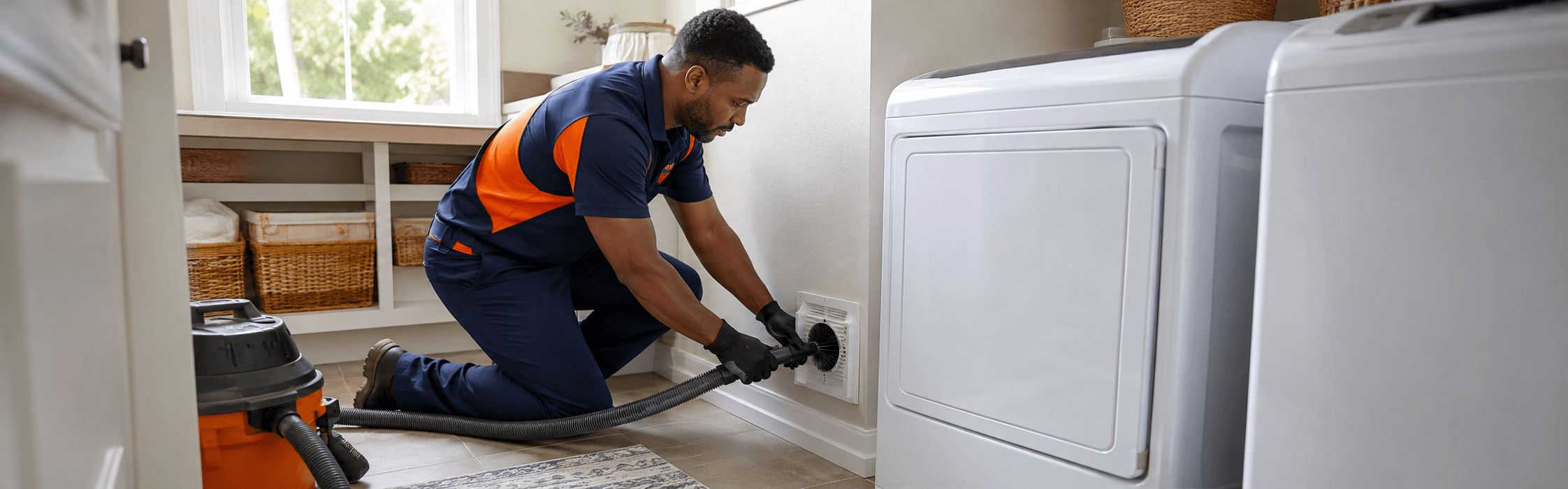 Dryer vent service van in a Braselton residential neighborhood