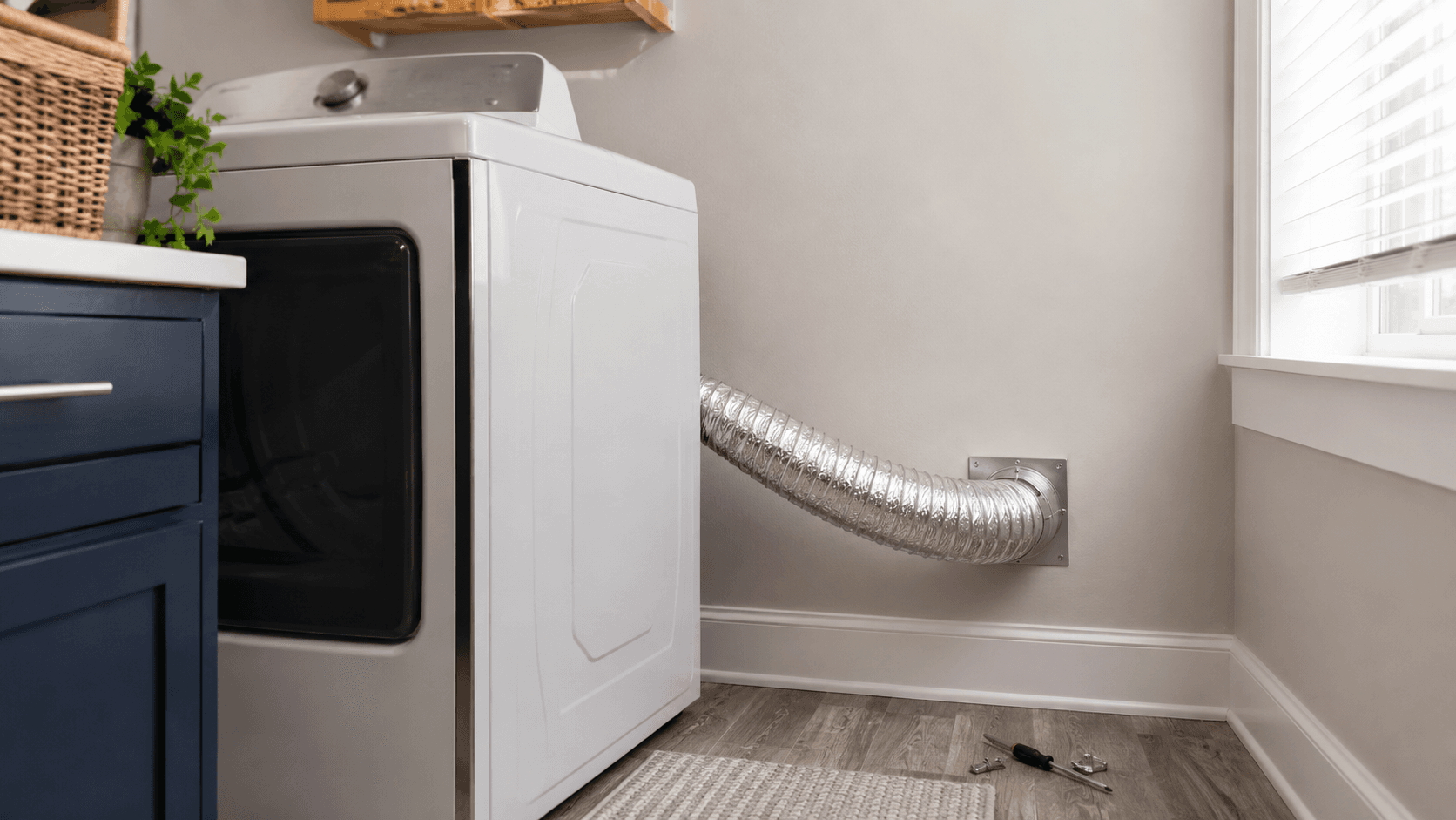 Dryer vent installation showing a proper dryer exhaust path