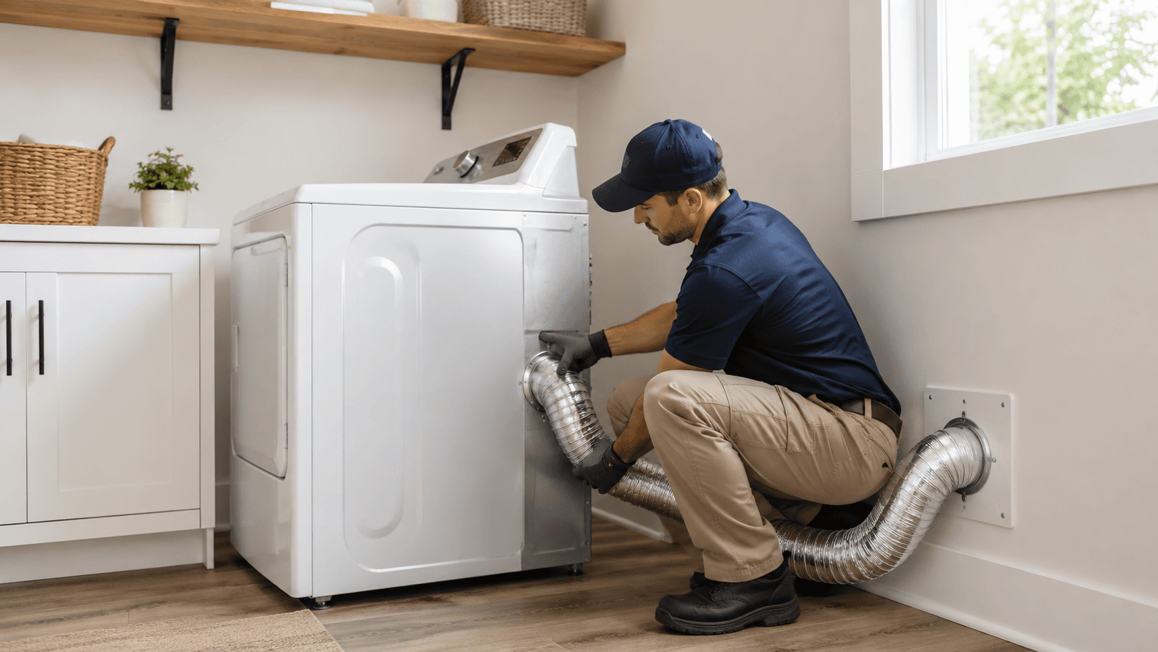 Dryer vent installation for a proper laundry exhaust path