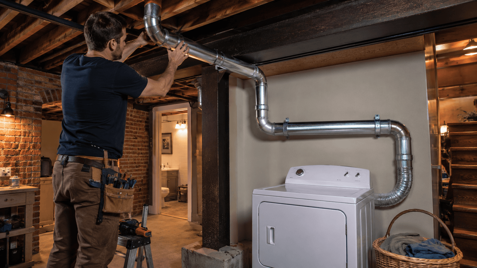 Dryer vent rerouting service for an inefficient dryer vent path